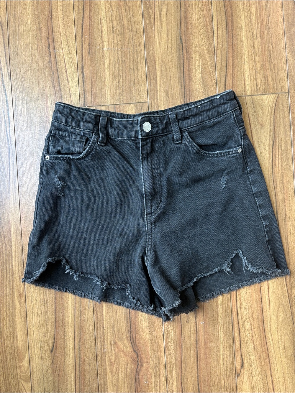 Women's Black Distressed Denim Shorts